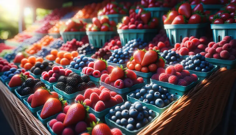 Frische Beeren auf dem Wochenmarkt