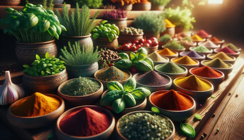 Gewürze und Kräuter auf dem Wochenmarkt